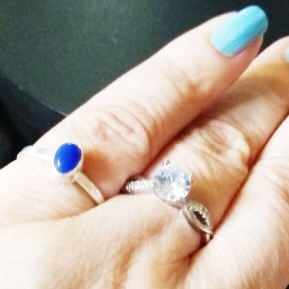 Trendy! Tiny Dainty Lapis Lazuli Sz 6 - Modern Minimalist Boho Midi Rings - Picture 1 of 6